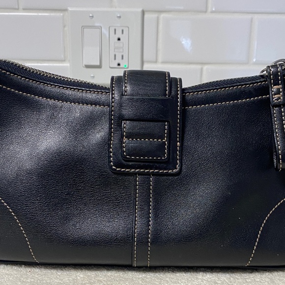 Coach Black Leather Shoulder Bag with Buckle - Picture 5 of 11